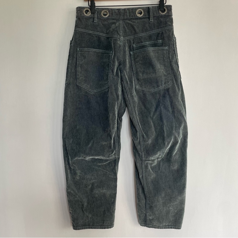 Free People Moxie Flocked Pull On Barrel Jeans Blue Pants Grommet Size 26 - Picture 4 of 14